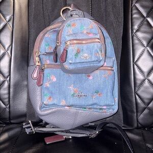 Coach Mini Backpack in Denim Cherry Print